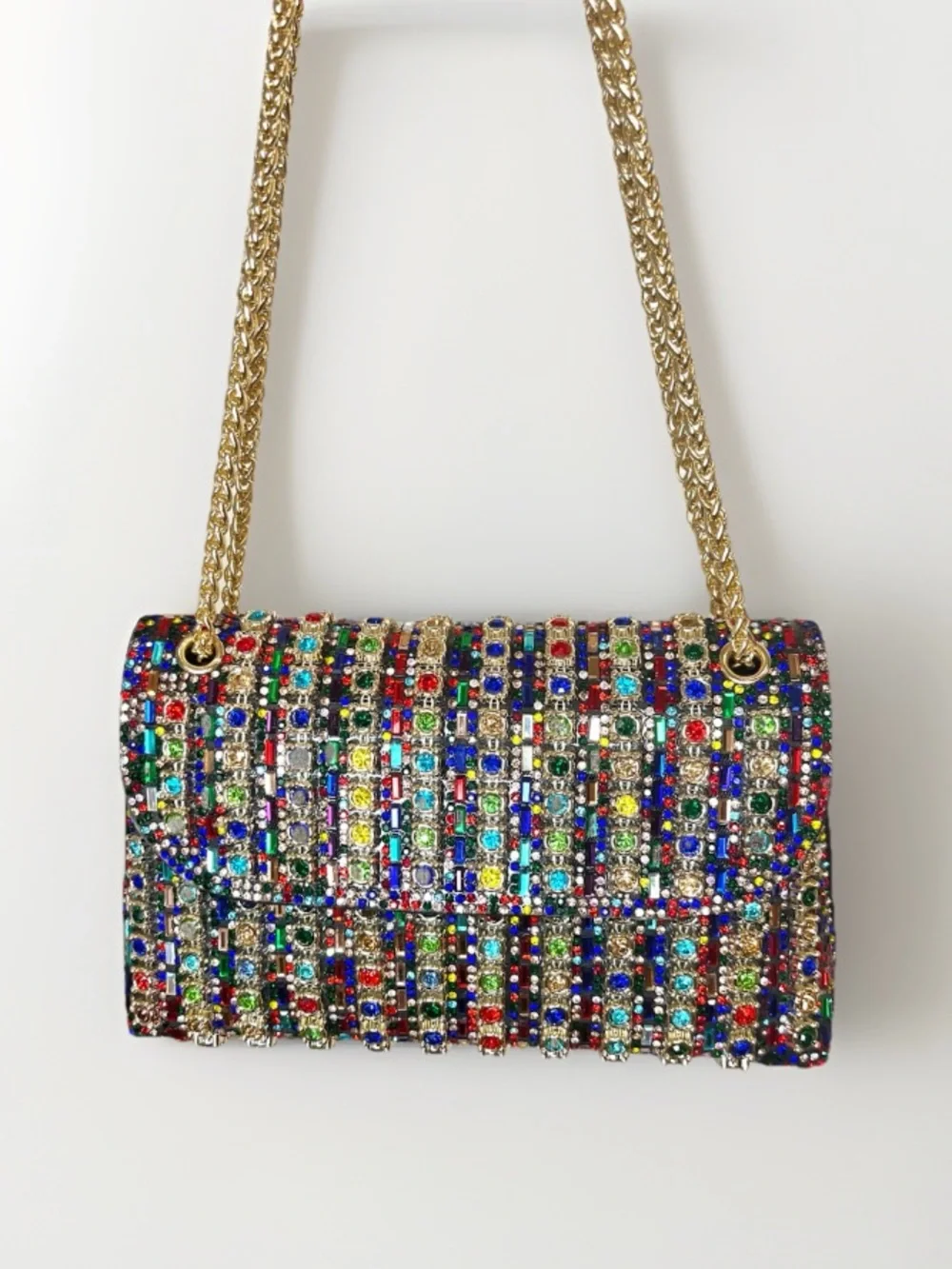 LaurenLorraine Celine Jeweled Shoulder Crossbody Bag Multicolor Chain Strap